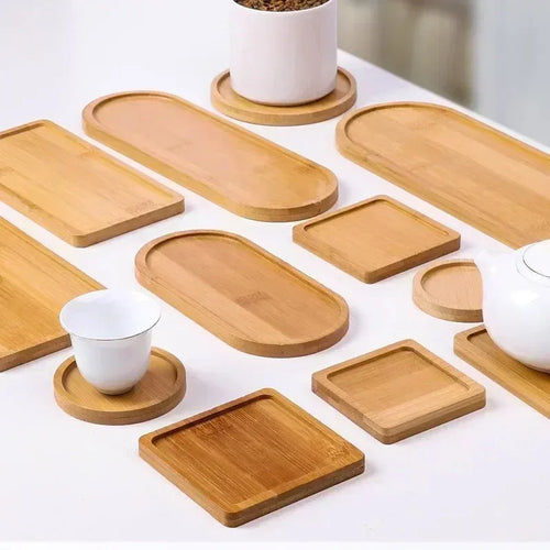1-4PCS Natural Bamboo Tray