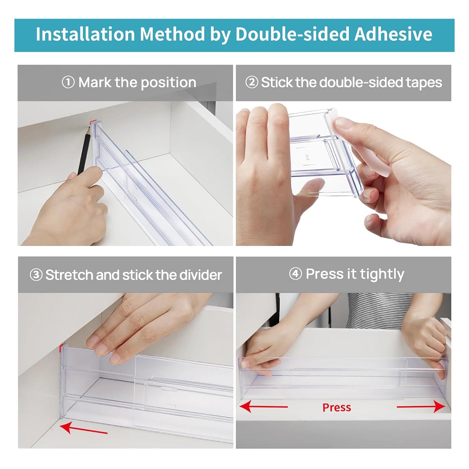 4Pcs Transparent Drawer Dividers