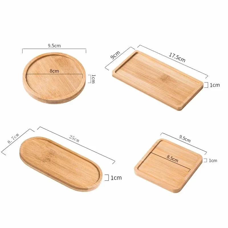 1-4PCS Natural Bamboo Tray