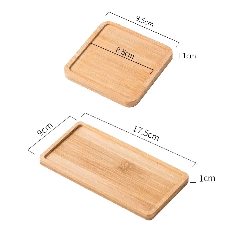 1-4PCS Natural Bamboo Tray