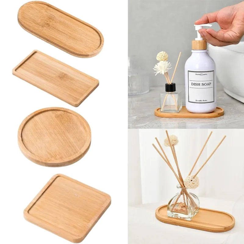 1-4PCS Natural Bamboo Tray