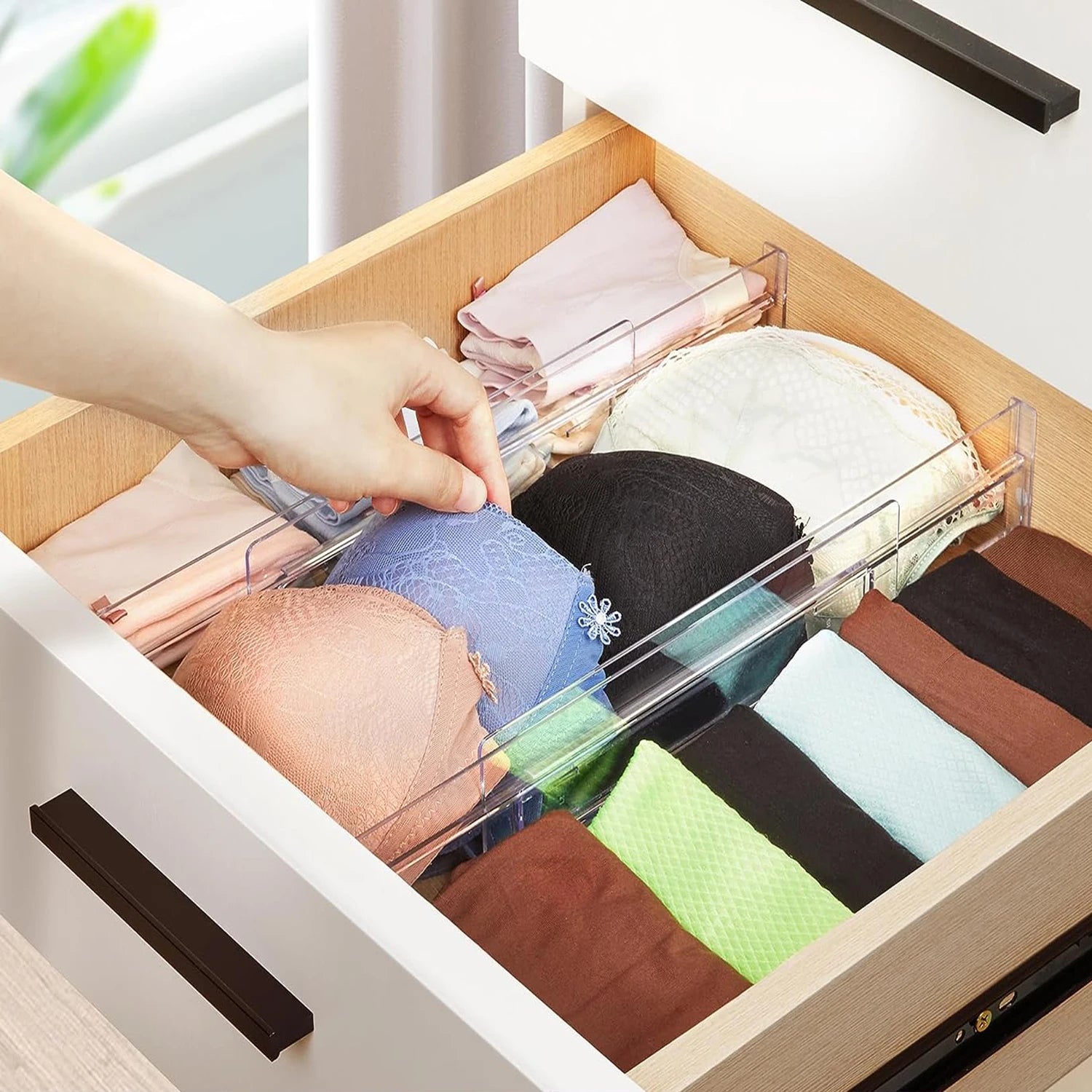 4Pcs Transparent Drawer Dividers