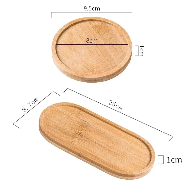 1-4PCS Natural Bamboo Tray
